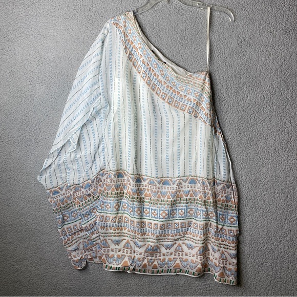 BCBG Haute Couture Alana Maxazria Off One Shoulder Top Womens XXS Blouse Aztec - Picture 3 of 11